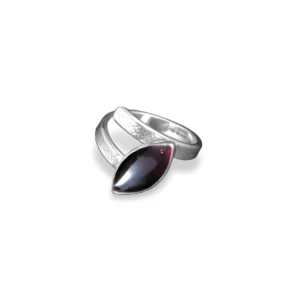 Sterling silver and Garnet ring with leaf texture